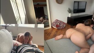 A couple has sex on their bed while their baby sleeps in another room