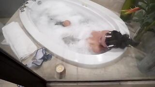 Cute beauty shares hotel room bathroom with her stepbrother