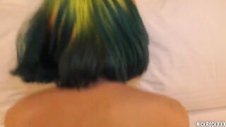 A rainbow-haired slut just turned 18 and loves hardcore sex