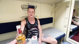 A hot fellow traveler fucked with a friend on the train, all night long