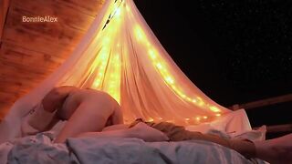Romantic sex with a beautiful woman and her husband outdoors, filled with passionate foreplay and climax