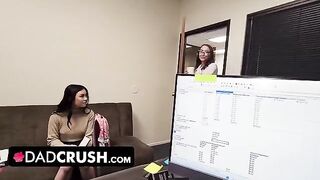 Pervert dad fucks his step daughter and his secretary in a steamy threesome