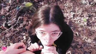 The best blowjob moments with a cute nerdy girl wearing glasses from webtolove