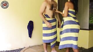 Passionate amateur couple making love in the bathtub, completely naked