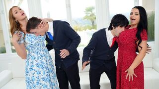 Pervert stepsons learn to fuck girls from their big-titted stepmoms