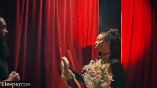 Busty black stripper Kira gets creampied in a sensual scene by Deeper