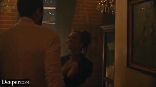 Busty black stripper Kira gets creampied in a sensual scene by Deeper