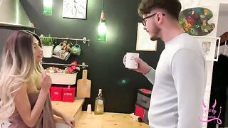 My boyfriend caught me cheating with my ex in the kitchen, oh no!