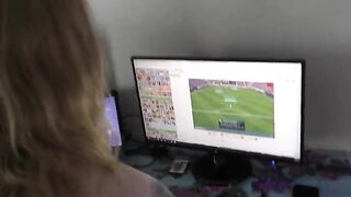 Nesty blonde gets fucked while playing video games at home