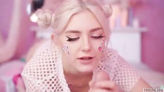 All cute girls love hot cum on their faces, especially busty ones