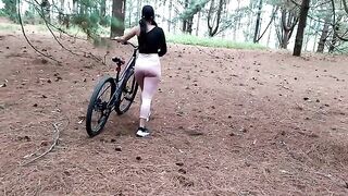 A beautiful brunette has sex with her new friend in the forest