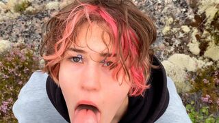 Sex in the open air, a beautiful girl enjoying nature with her lover