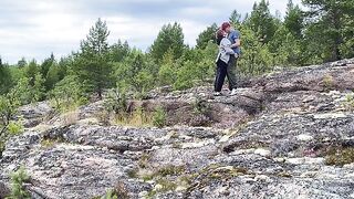 Sex in the open air, a beautiful girl enjoying nature with her lover