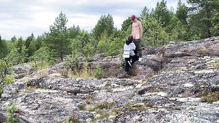 Sex in the open air, a beautiful girl enjoying nature with her lover