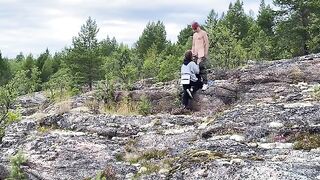 Sex in the open air, a beautiful girl enjoying nature with her lover