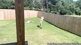 Nude girl gets fucked on the porch after stripping outdoors