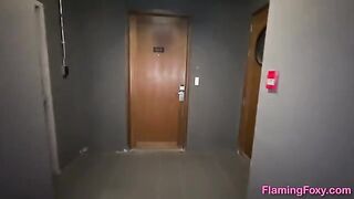A cute girl has sex with her neighbor in Chicago who missed his hotel room