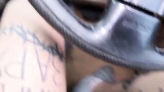 A hot girl masturbates in an Uber and fucks the driver