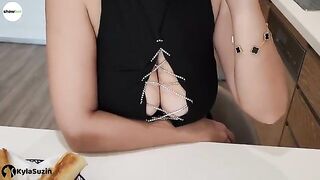 The girl is looking for excuses to get cum on her pussy