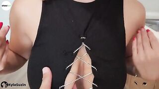 The girl is looking for excuses to get cum on her pussy