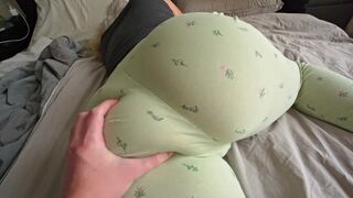 Babe with a thick ass has sensual sex when her panties are on the side