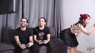 Cindy Luna gets her pussy railed by two cocks