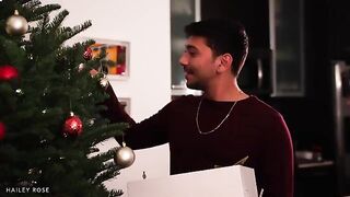 Christmas surprise for the young couple - huge natural boobs to fuck with