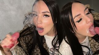Public blowjob with a risk of being seen and facial cum