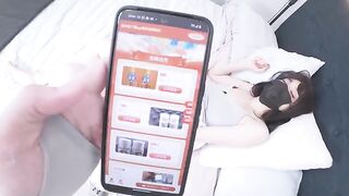 I caught my Chinese girl wanking her big tits, then I fucked her to squirt