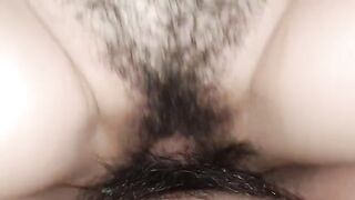 A woman with a wet pussy has an intense orgasm and receives a creamy cum inside