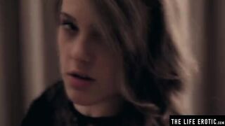 A busty babe with big natural tits plays with milk and gets an orgasm