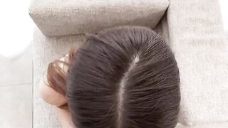 An unparalleled close-up handjob and blowjob scene with a stunning Asian beauty