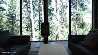 A sexy girl lives in the woods and entertains herself