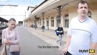 A hunter caught a girl at the train station and fucked her for cash