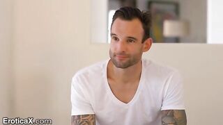 Tattooed Frenchman and hot Latina Eliza Ibarra dance sensually in their underwear