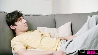 Guy wears his stepsister's panties and she freaks out, asking what the fuck he's doing