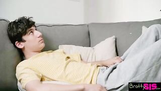 Guy wears his stepsister's panties and she freaks out, asking what the fuck he's doing