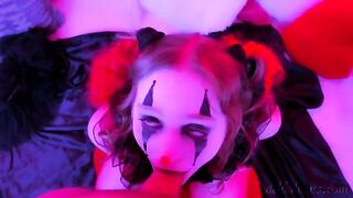 A kinky clown makes a blowjob and gives a facial treatment
