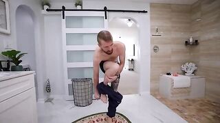 Stepbrother is hiding in the bubble bath and surprises the petite brunette