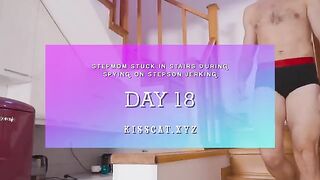 Pervert stepson surprises his forgetful stepmom with a messy accident