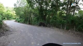 The first ride on a motorbike with a stranger and hard sex in the jungle