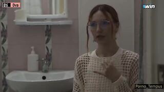 Russian schoolgirl gets two cocks after returning from school