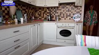 A man fucked his best friend's sexy stepmom in the kitchen