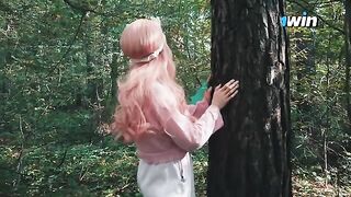 A beautiful woman got lost in the forest and met a forester with impressive attributes