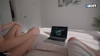 I was watching TV with my step sister when she made a bold move