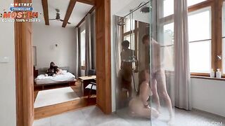 Two couples fucked in the shower, it was amazing to see!