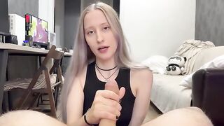 A cute silver-haired girl got a lot of cum in her pussy. Creampie POV