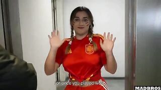A Spanish supporter got her ass smashed in the parking lot