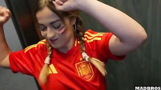 A Spanish supporter got her ass smashed in the parking lot