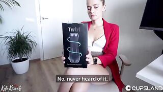 The secretary checked the new stroker on her partner in the office